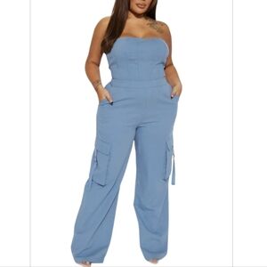 Houston Cargo Jumpsuit - Blue